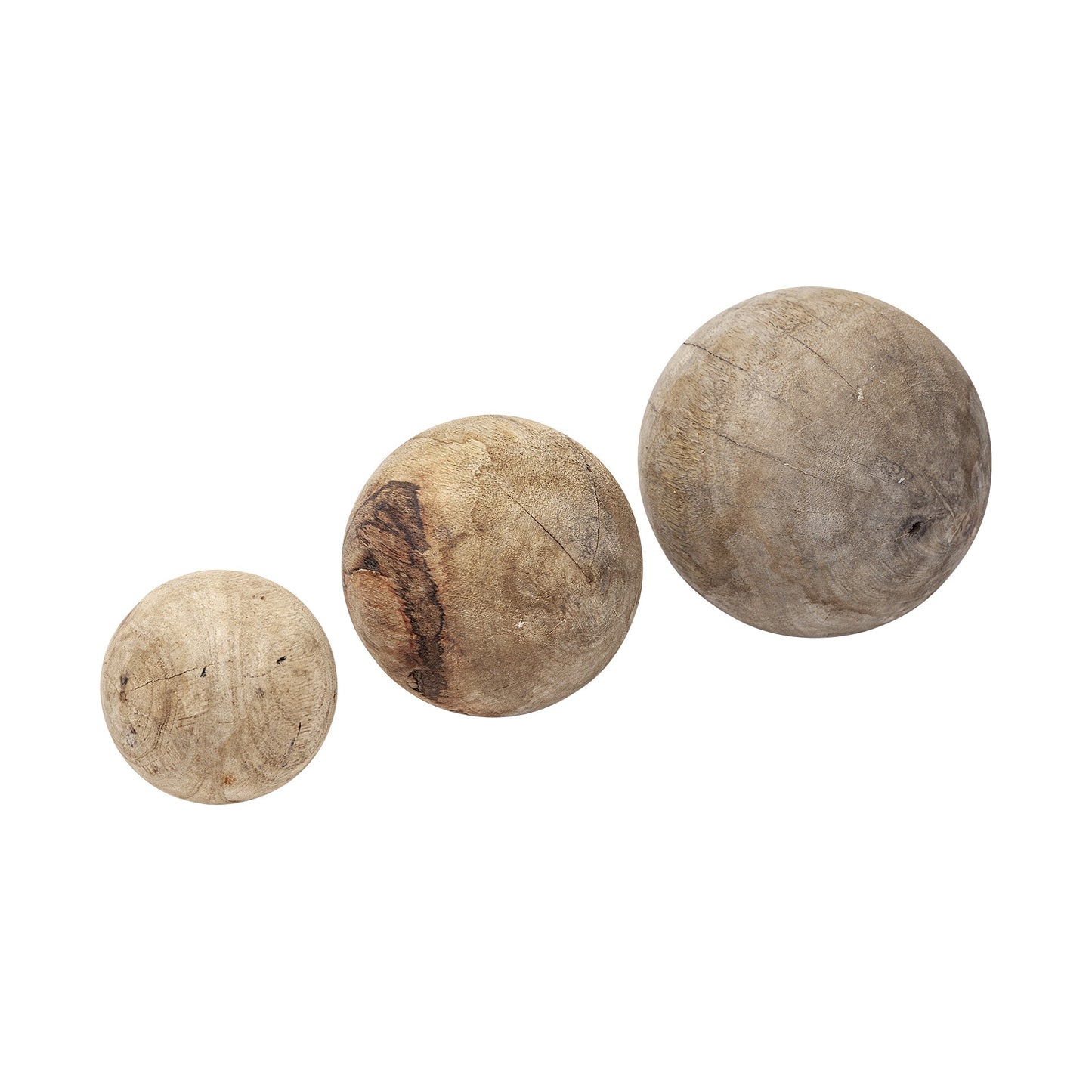 Set Of Three Wooden Spheres