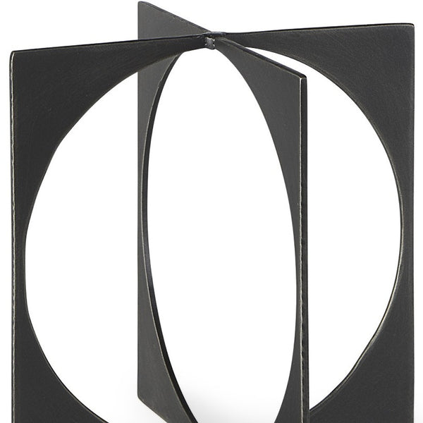 9 Charcoal Gray Metal Circle Square Sculpture