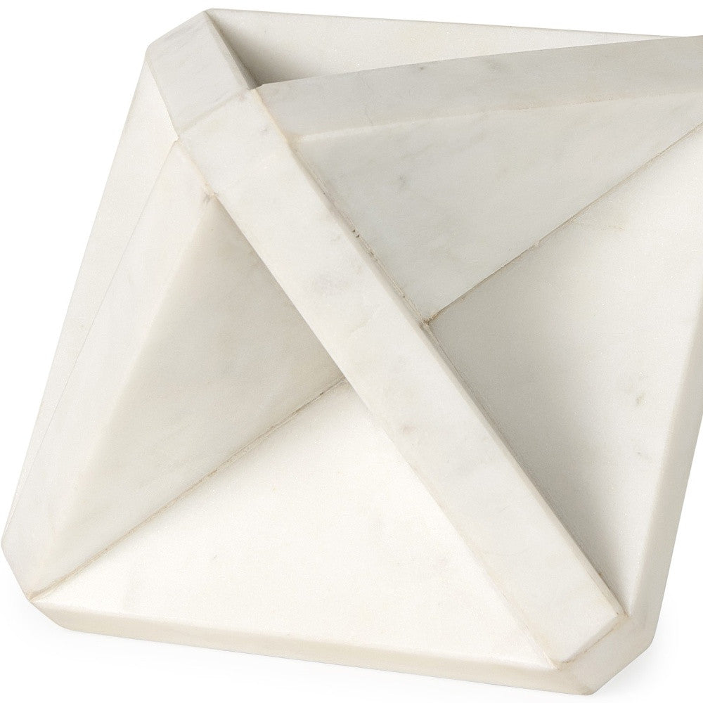 White Marble Geometric Square Sculpture