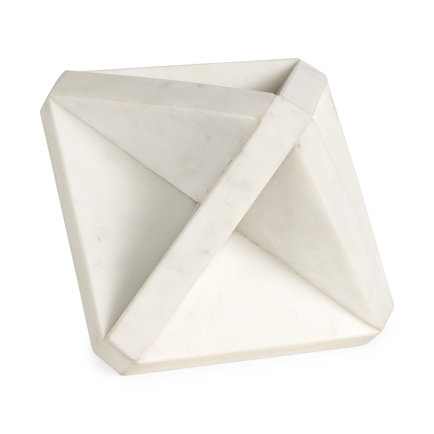 White Marble Geometric Square Sculpture