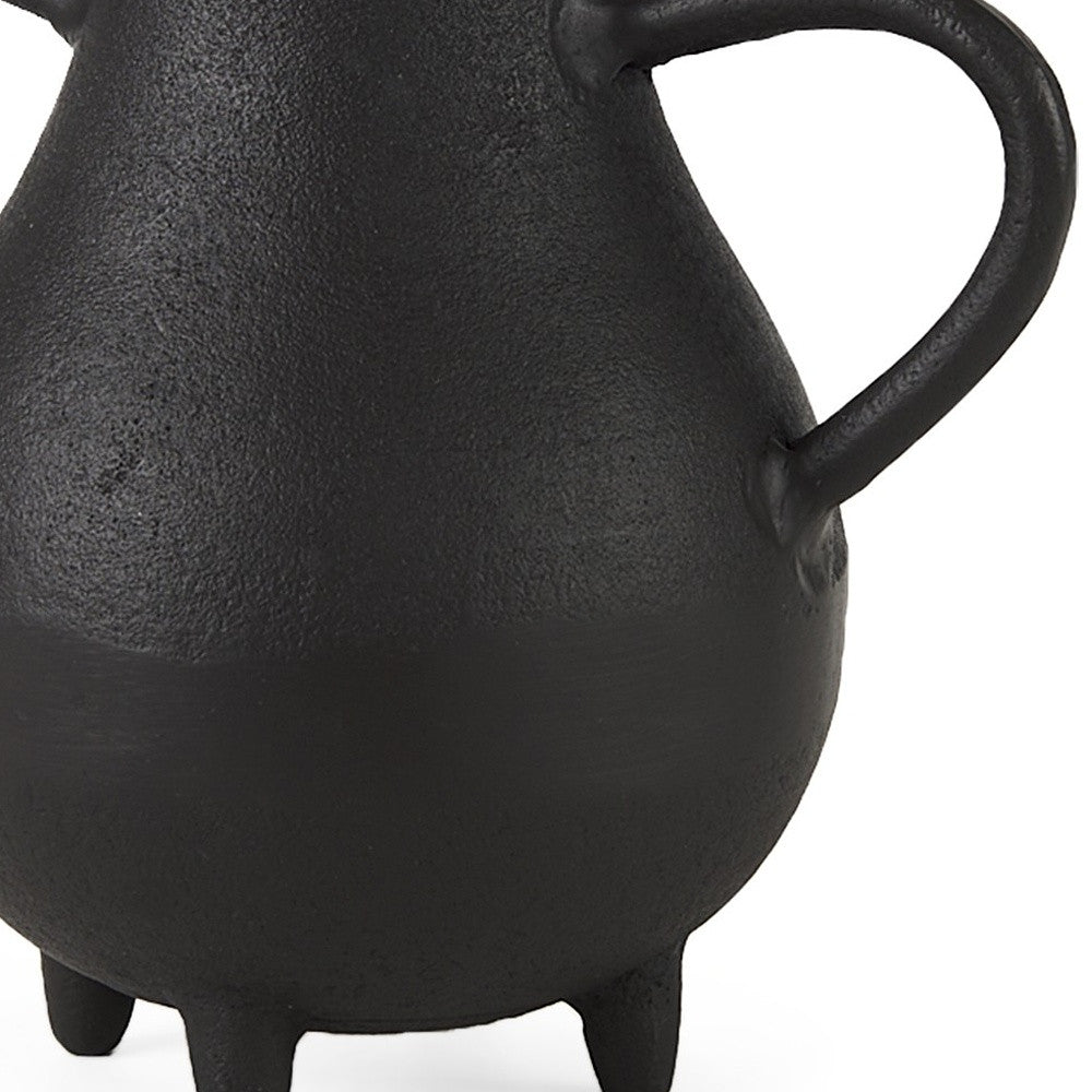 Black Matte Metal Two Handle Vase