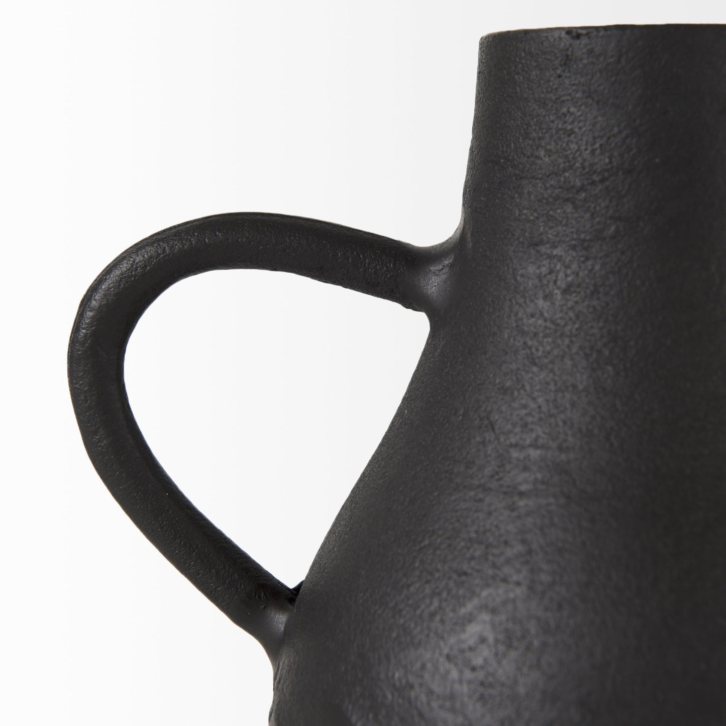 Black Matte Metal Two Handle Vase