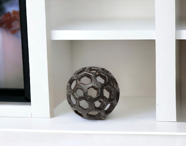 3 Charcoal Metal Decorative Orb Tabletop Sculpture