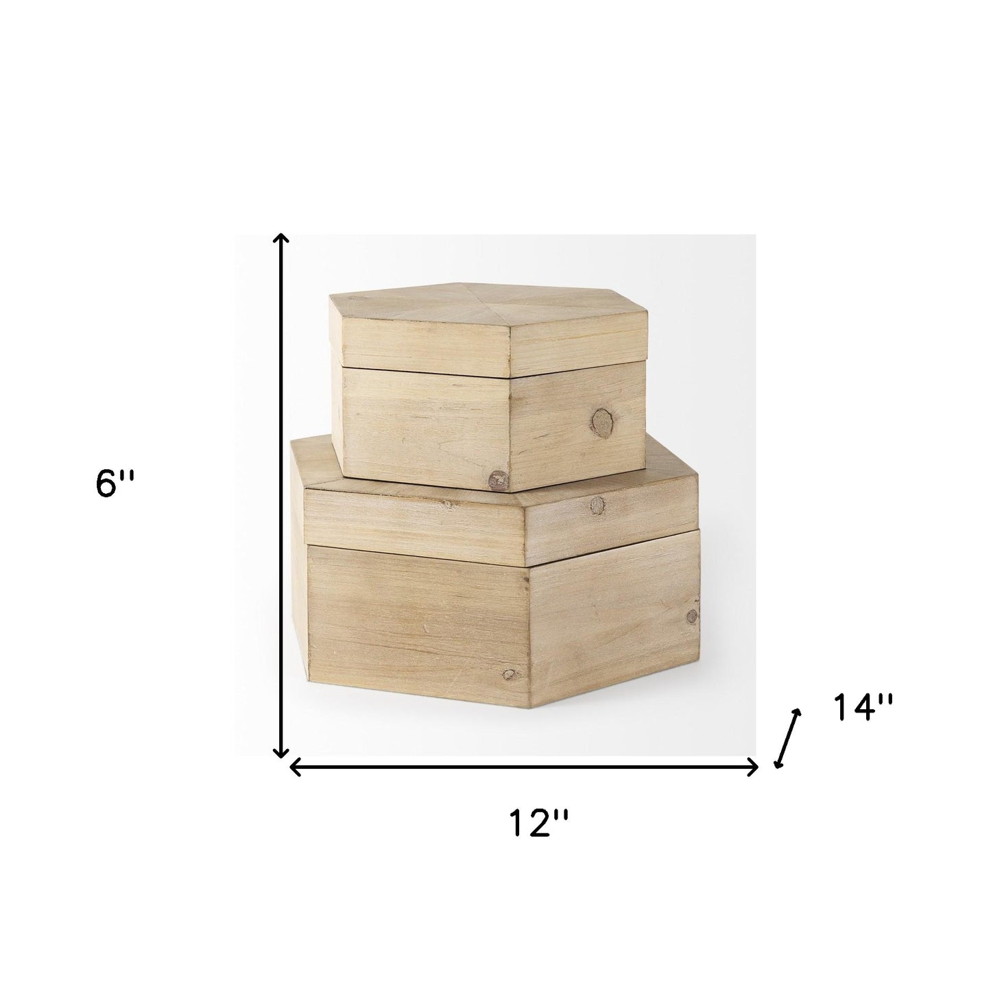 Set Of Two Hexagonal Wooden Boxes