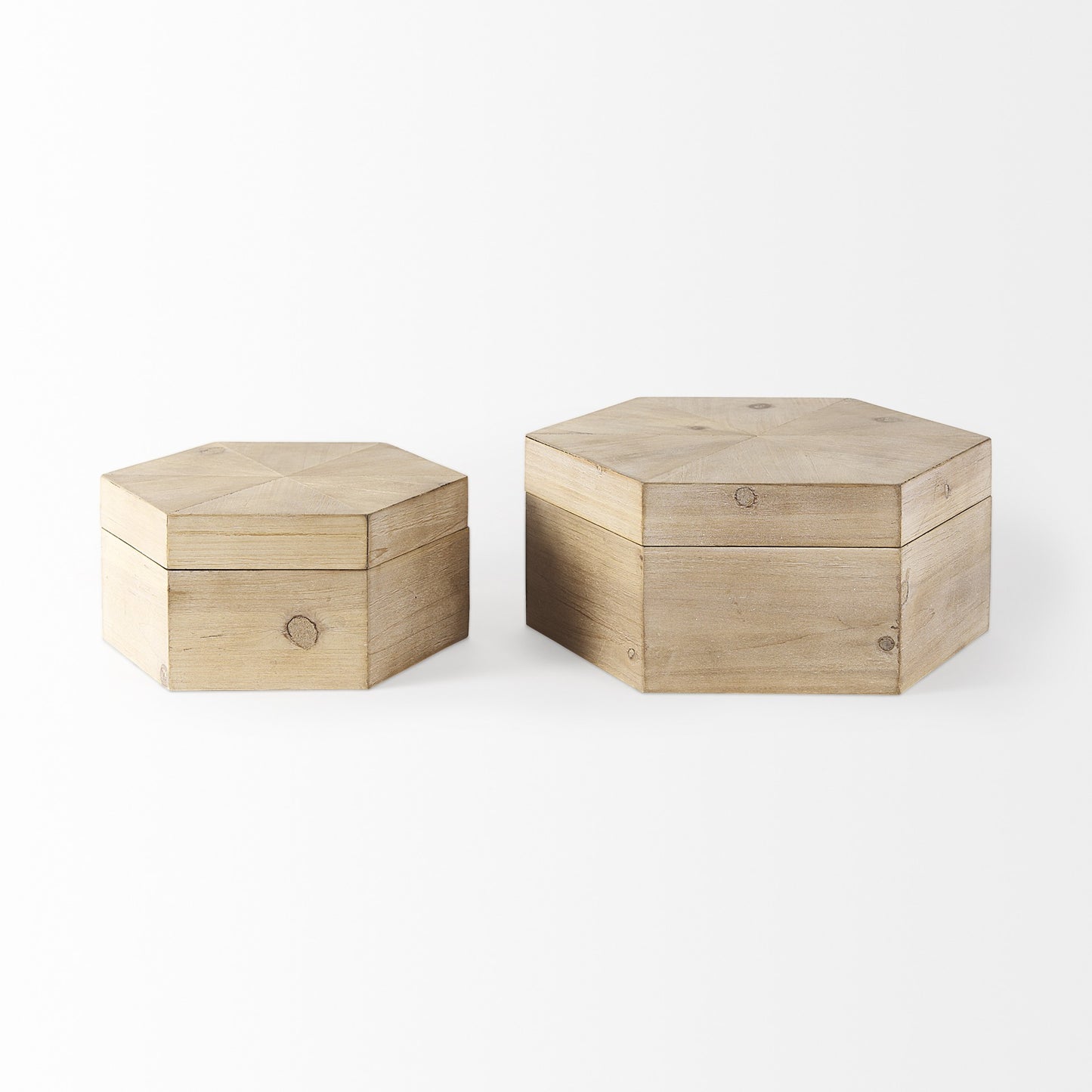 Set Of Two Hexagonal Wooden Boxes