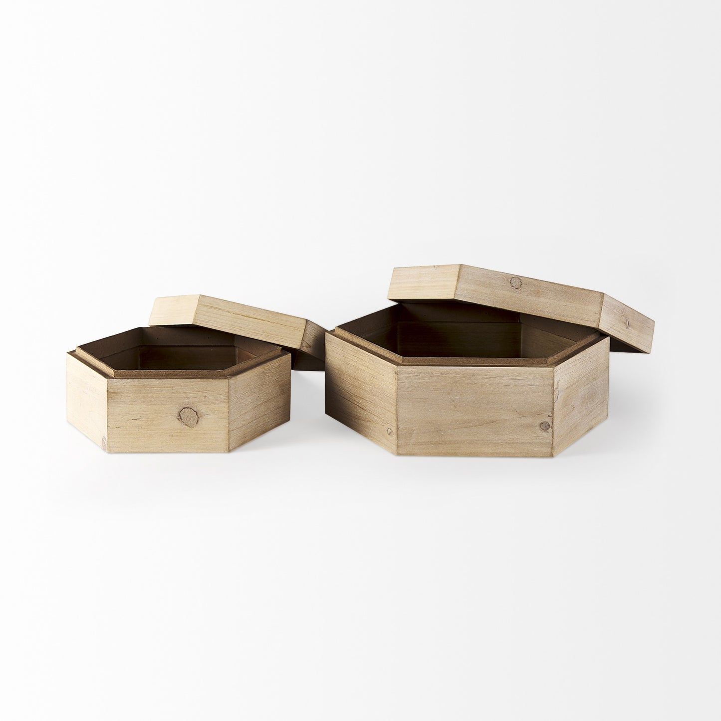 Set Of Two Hexagonal Wooden Boxes