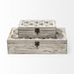 Set Of Two Distressed White Wooden Boxes