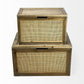 Set Of Two Wood And Cane Storage Boxes