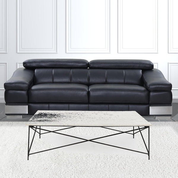 White Marble Criss Cross Base Coffee Table