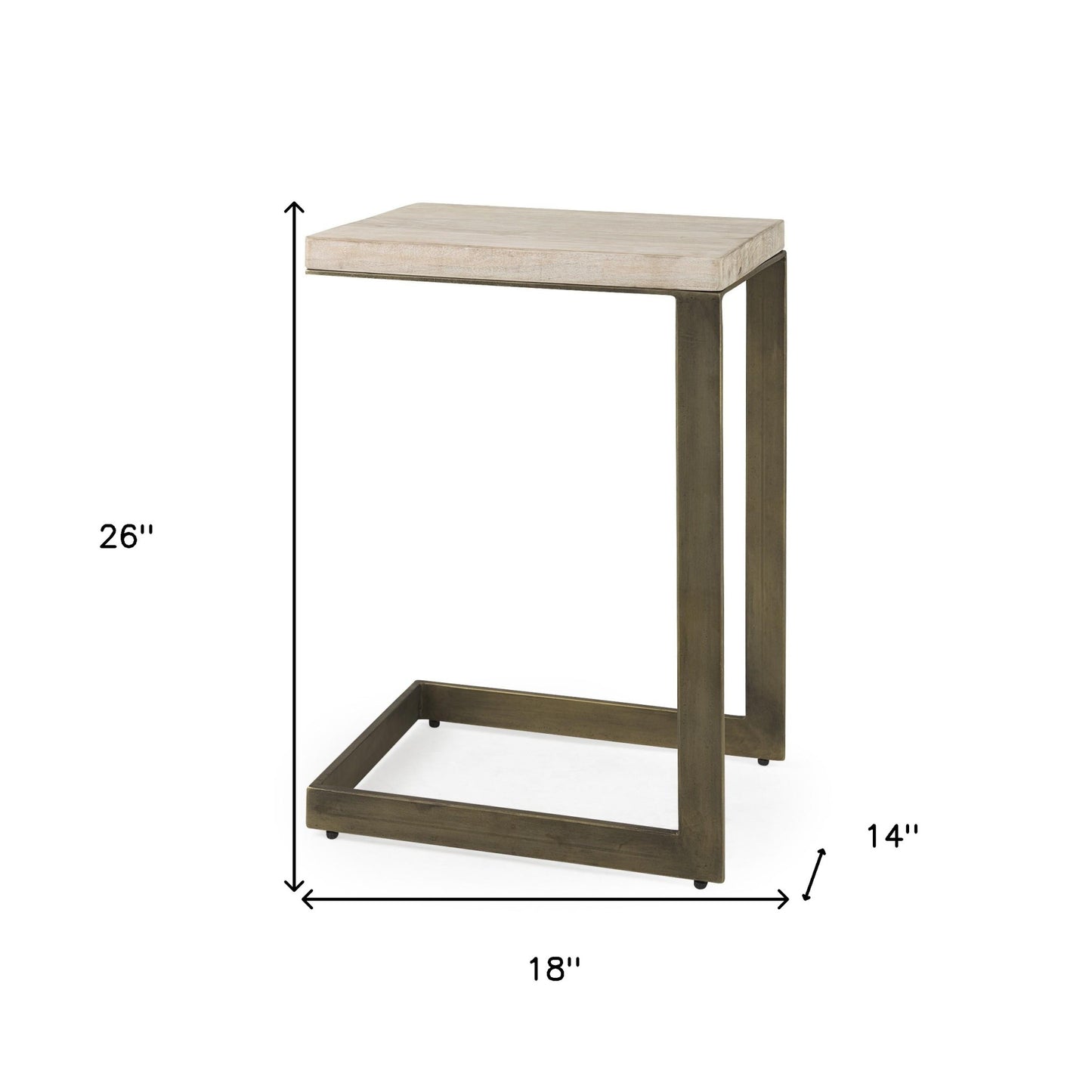 26" Beige Solid Wood Square End Table