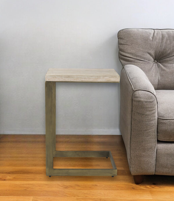 26 Beige Solid Wood Square End Table