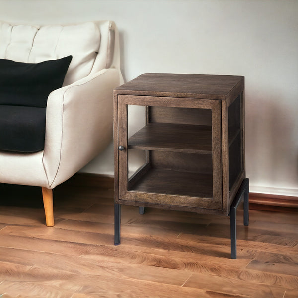 24 Brown Solid Wood Square End Table