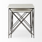 24" Bronze And White Marble Square End Table