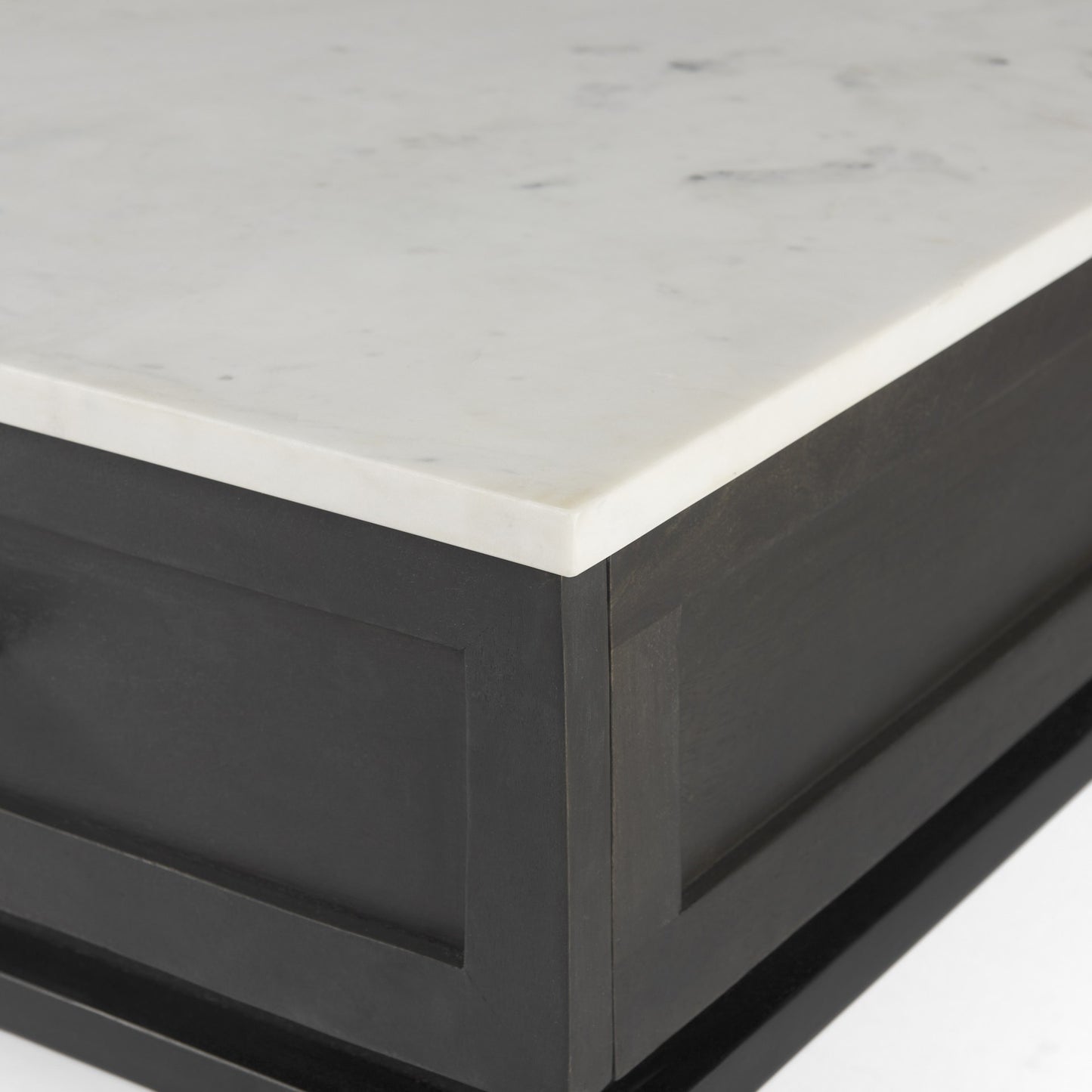 22" Black And White Marble Square End Table