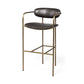 30" Brown And Gold Faux Leather And Steel Bar Height Bar Chair