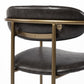 30" Brown And Gold Faux Leather And Steel Bar Height Bar Chair