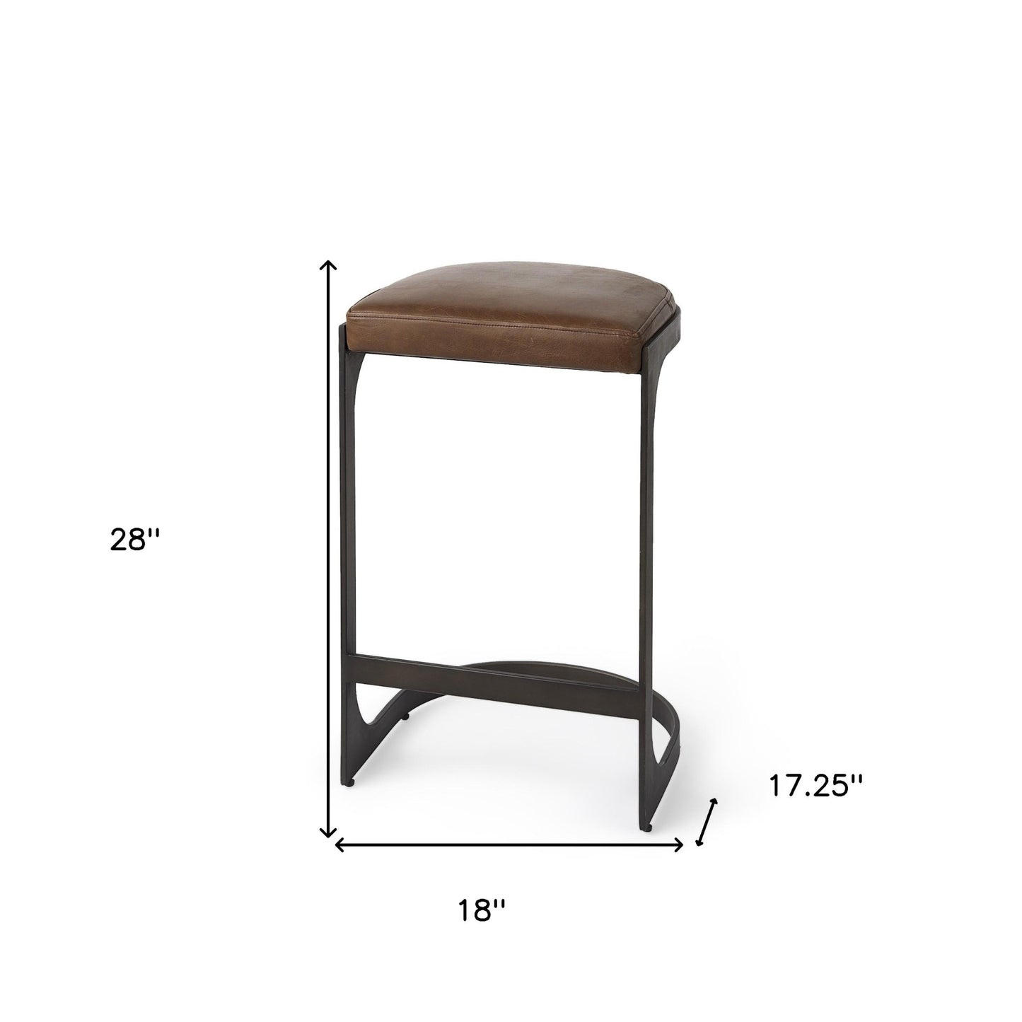 29" Medium Brown Iron Backless Bar Chair