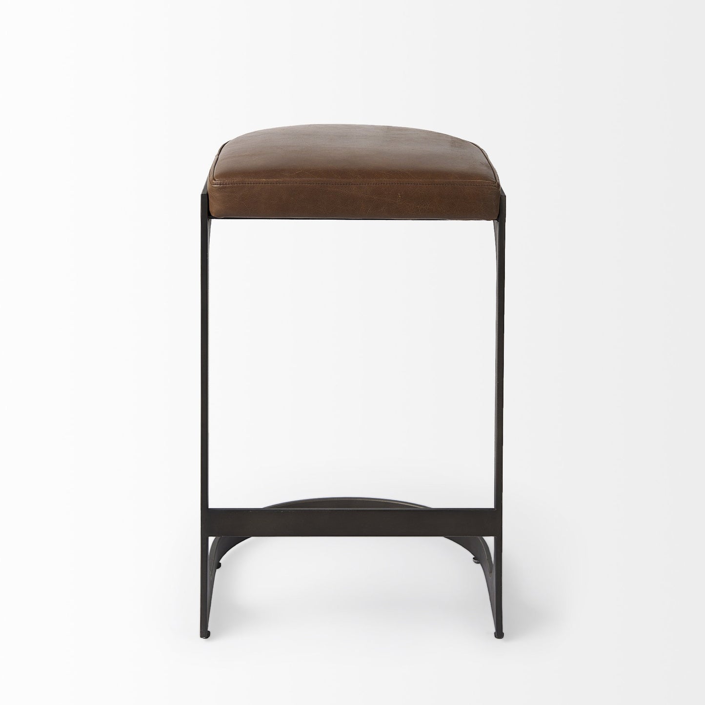 29" Medium Brown Iron Backless Bar Chair