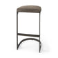 29" Brown Leather And Iron Backless Bar Chair