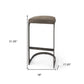 29" Brown Leather And Iron Backless Bar Chair