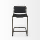 29" Black Leather And Iron Bar Chair