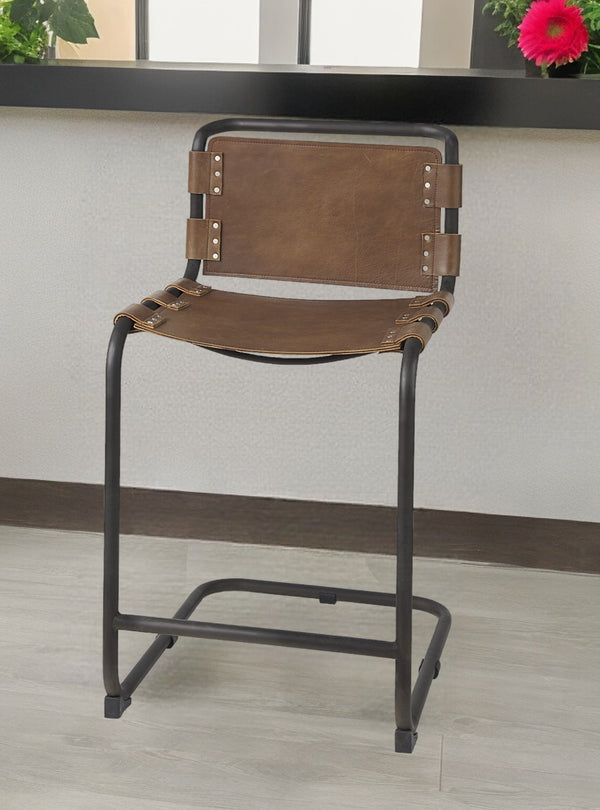 29 Brown And Black Steel Bar Chair