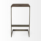 30" Wood Brown And Gray Solid Wood And Metal Backless Bar Height Bar Chair