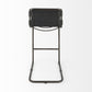 30" Black Leather And Iron Bar Chair