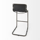 30" Black Leather And Iron Bar Chair