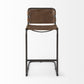 35" Brown Leather And Steel Bar Chair