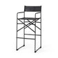 30" Black Leather And Metal Bar Height Bar Chair