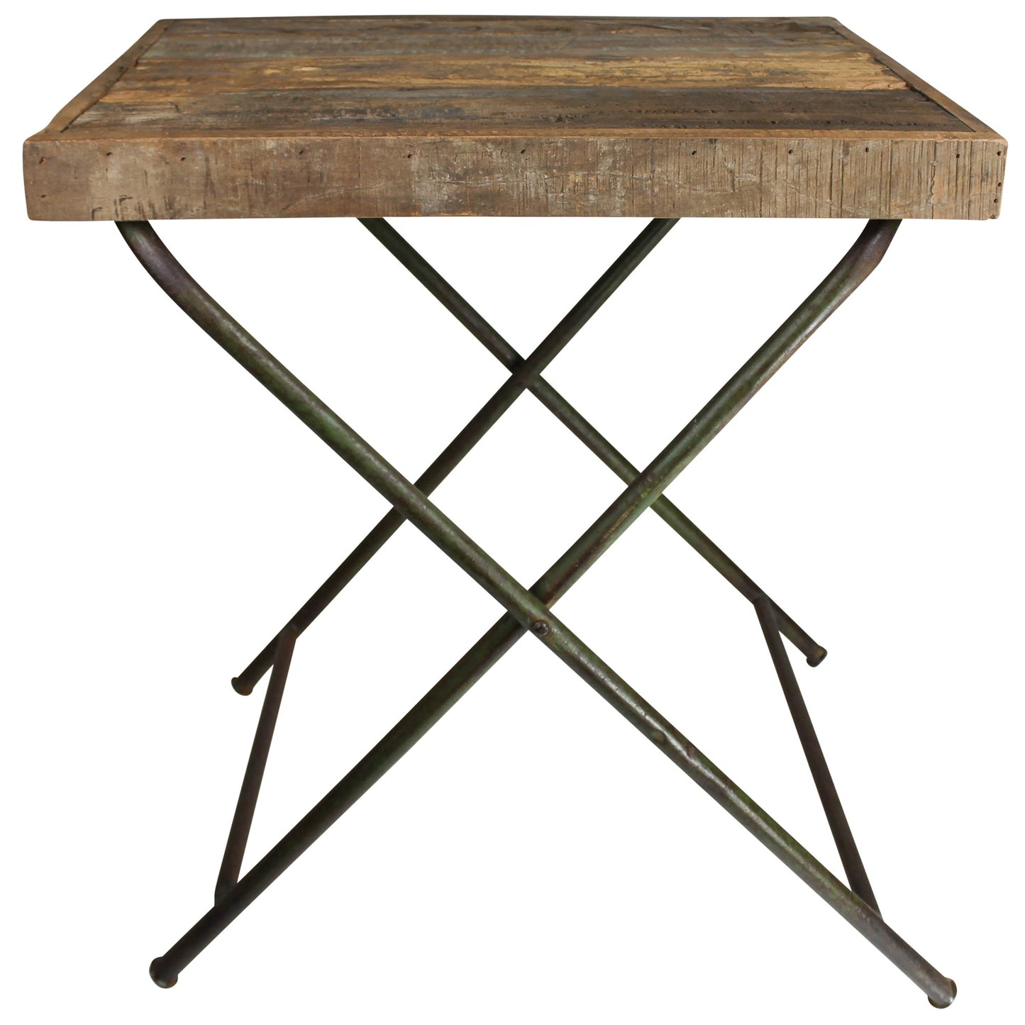 30" Charcoal And Wood Brown Solid Wood End Table