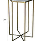 24" Brass And White Iron Round End Table