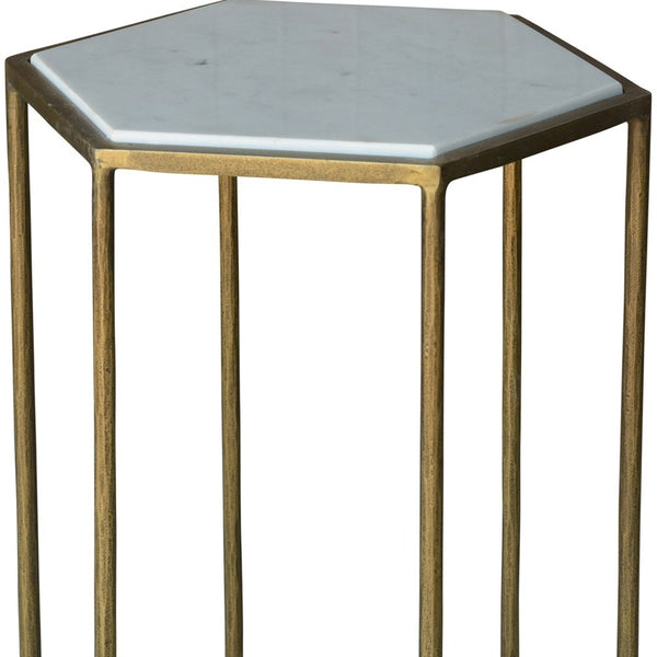 24 Brass And White Iron Round End Table