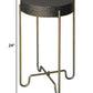 24" Brass And Black Iron Round End Table