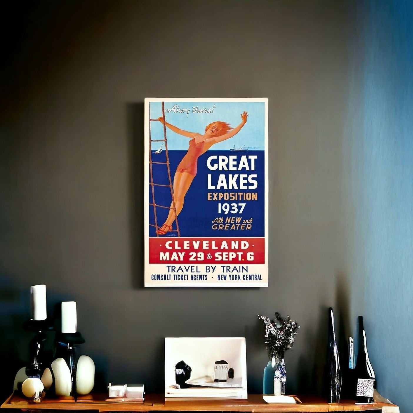 16" X 24" Great Lakes 1937 Vintage Travel Poster Wall Art