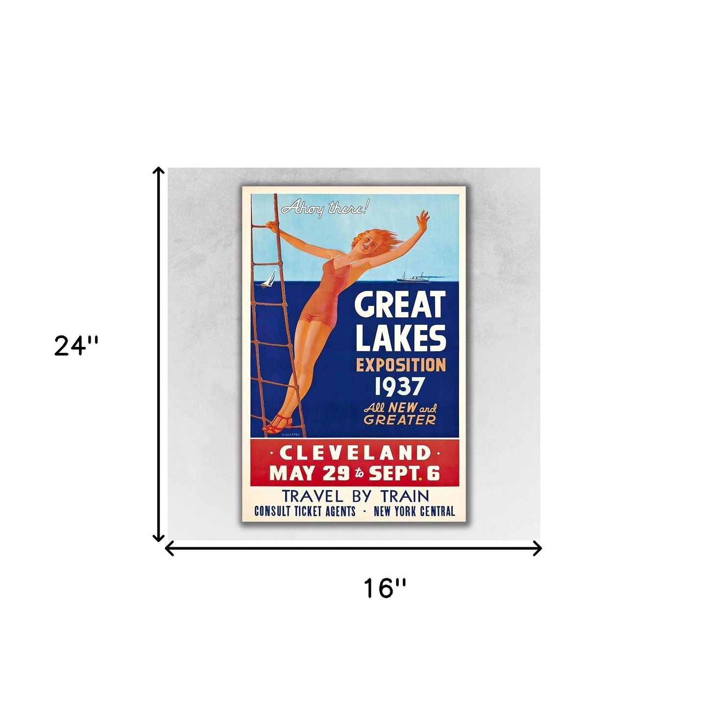 16" X 24" Great Lakes 1937 Vintage Travel Poster Wall Art