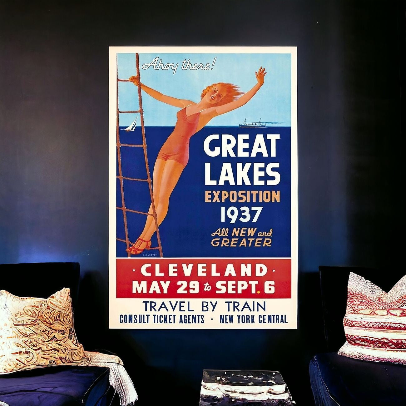 16" X 24" Great Lakes 1937 Vintage Travel Poster Wall Art