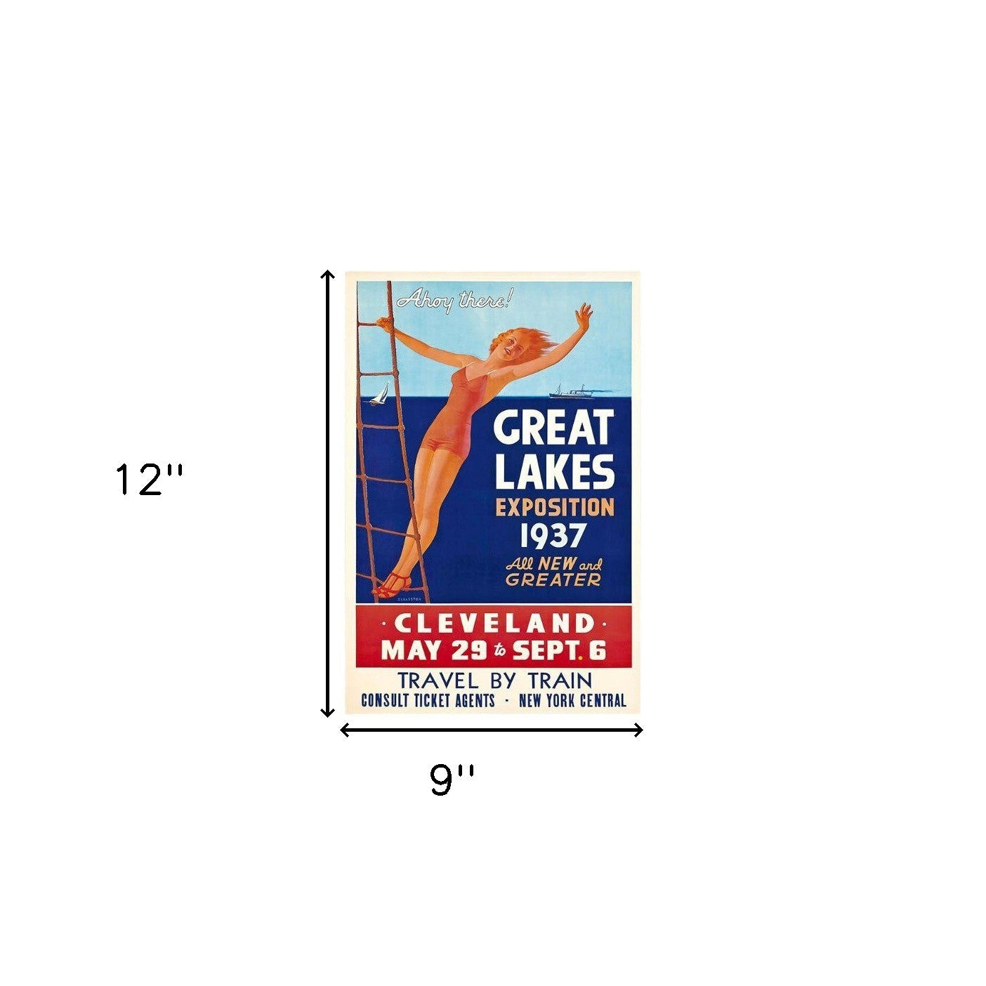 16" X 24" Great Lakes 1937 Vintage Travel Poster Wall Art