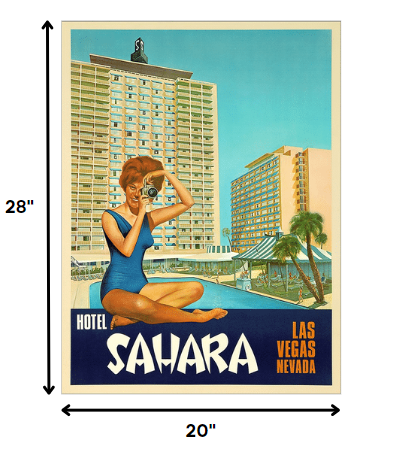 18" X 24" Hotel Sahara C1960S Las Vegas Vintage Travel Poster Wall Art