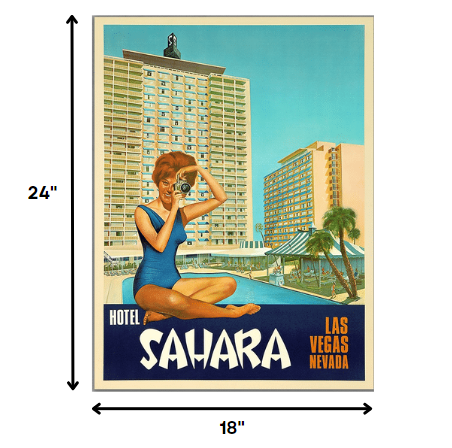 18" X 24" Hotel Sahara C1960S Las Vegas Vintage Travel Poster Wall Art