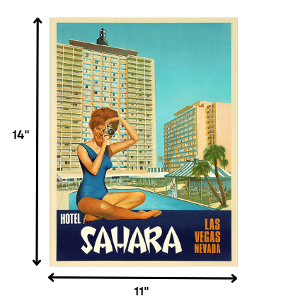 18" X 24" Hotel Sahara C1960S Las Vegas Vintage Travel Poster Wall Art