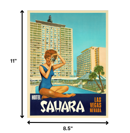 18" X 24" Hotel Sahara C1960S Las Vegas Vintage Travel Poster Wall Art