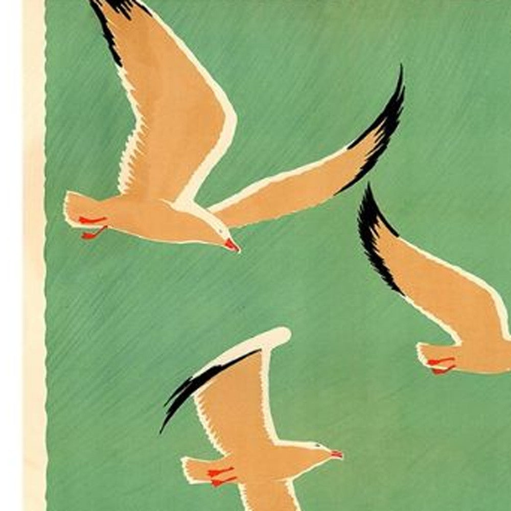 9" X 12" Birds Over Lake Michigan C1929 Vintage Travel Poster Wall Art