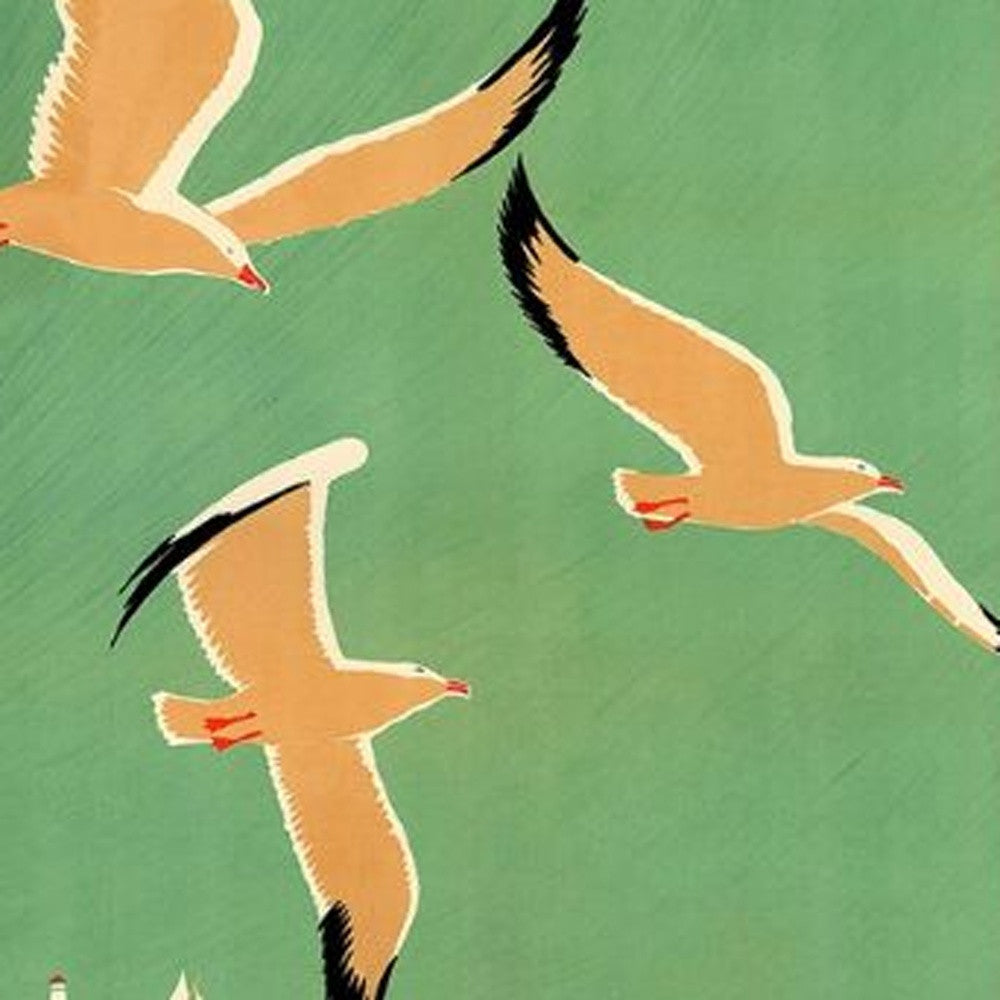 9" X 12" Birds Over Lake Michigan C1929 Vintage Travel Poster Wall Art