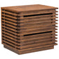 22" Walnut Solid Wood Modern Slat Design End Table with Drawers