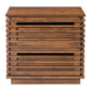 22" Walnut Solid Wood Modern Slat Design End Table with Drawers