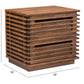 22" Walnut Solid Wood Modern Slat Design End Table with Drawers