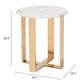 21" Gold And White Stone Round End Table