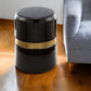 18" Black and Gold Modern Tubular Round Top End Table